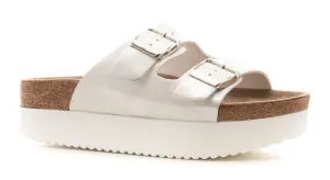 Tabloid White Metallic Wedge Sandal