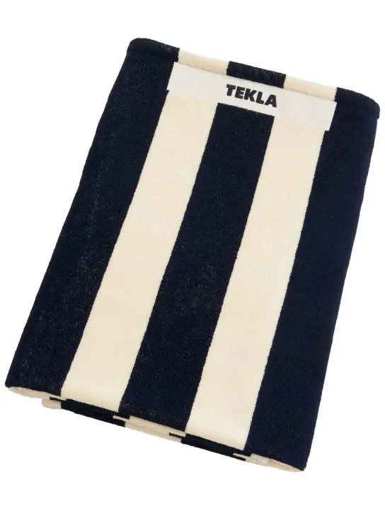 Tekla   Navy striped beach towel 