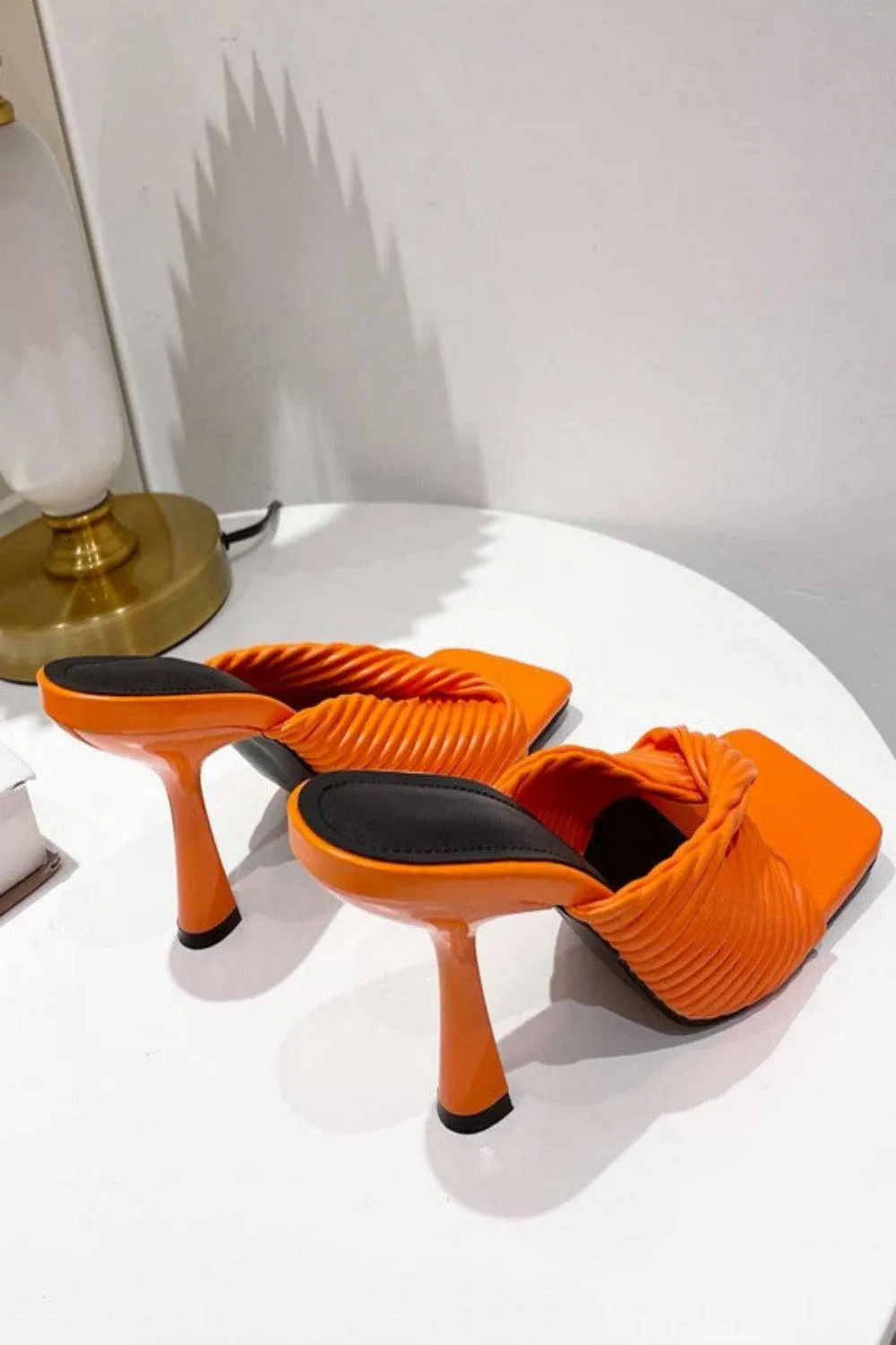 Textured Twist Strap Orange Sandal