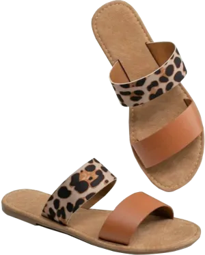 Two Band Leopard Sandals