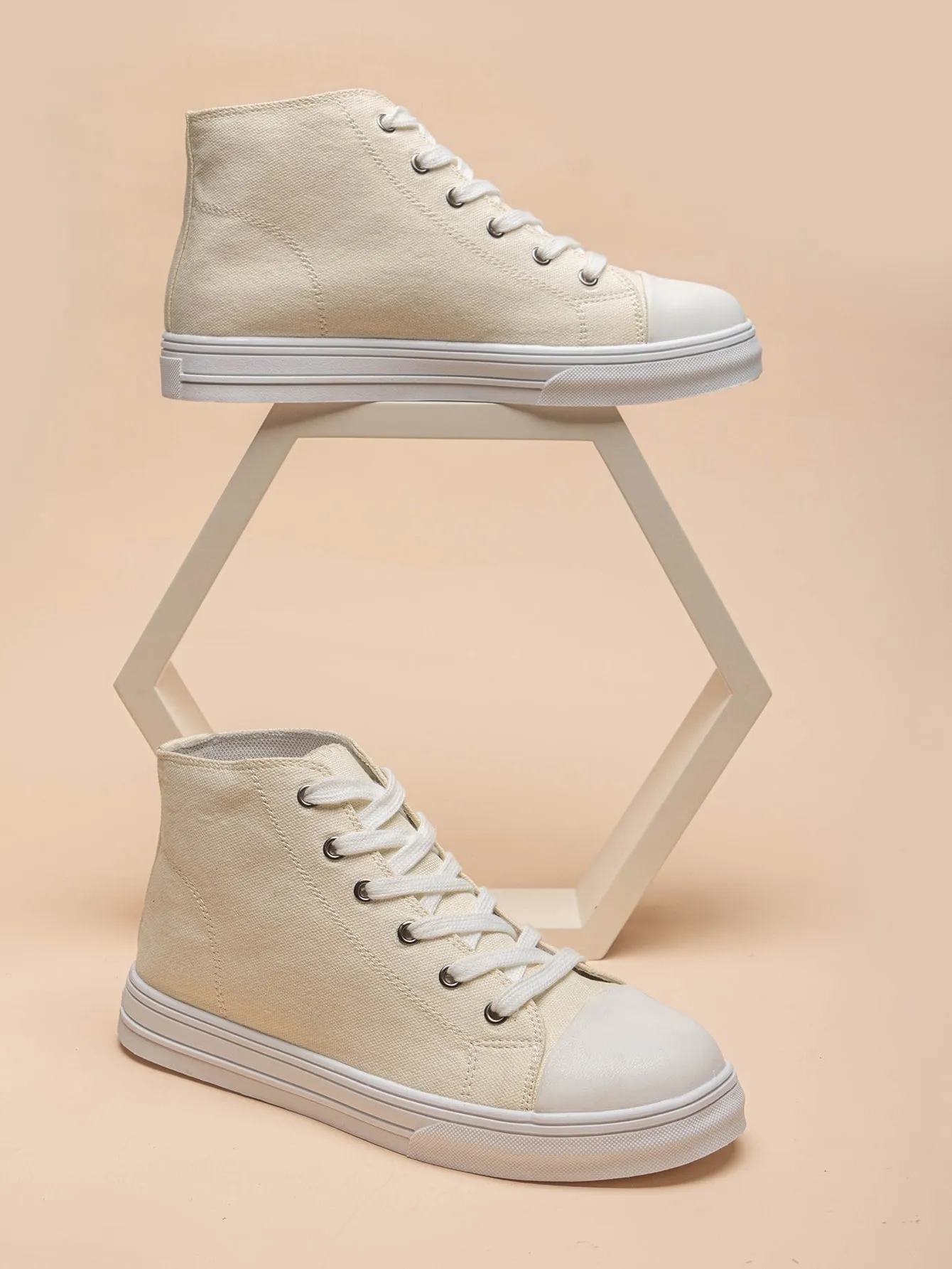 Two Tone Lace-up Front High Top Skate Shoes