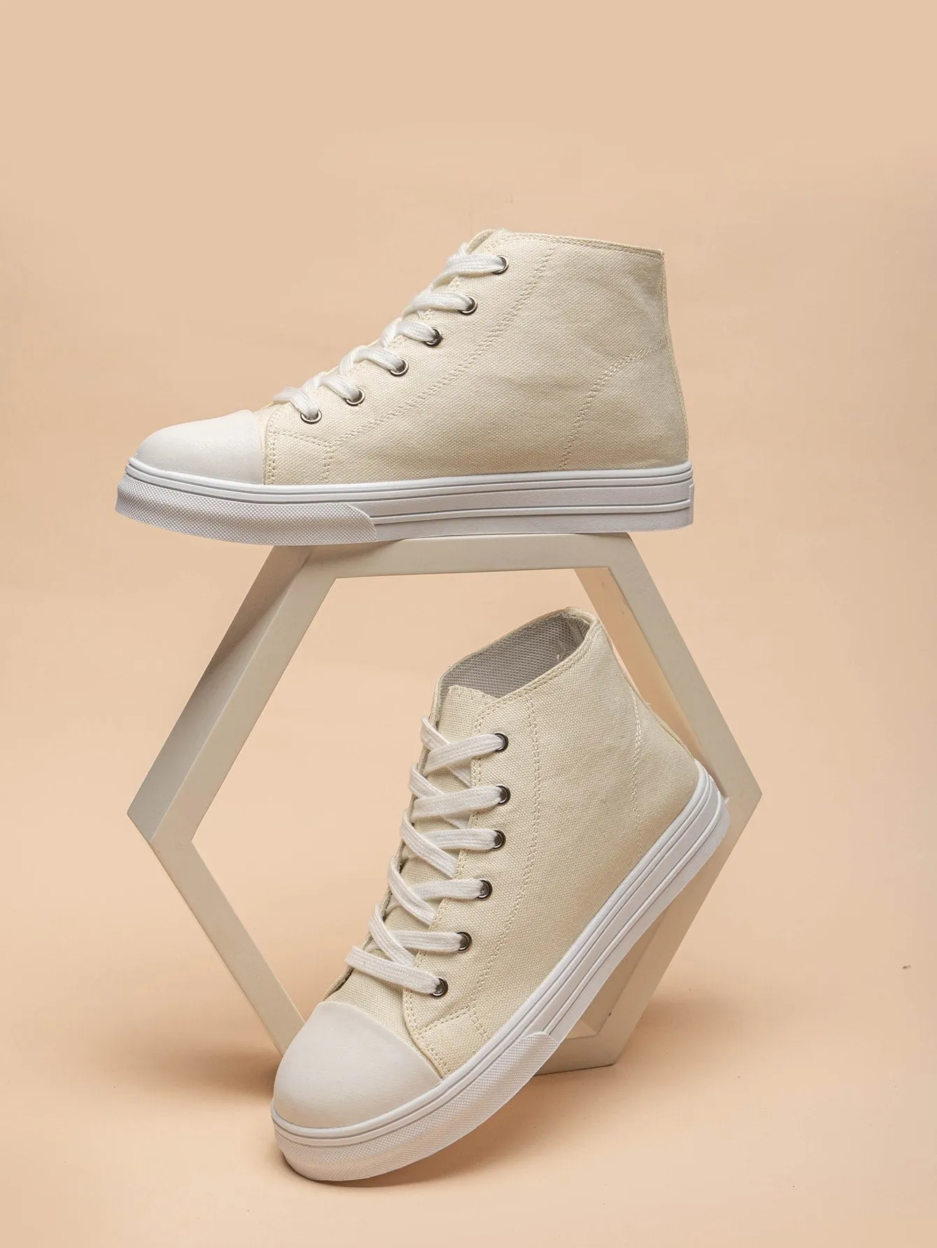 Two Tone Lace-up Front High Top Skate Shoes