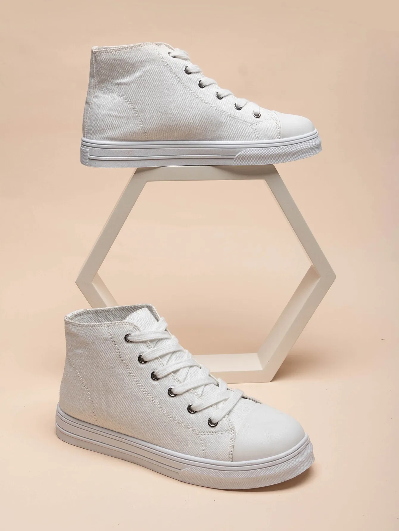 Two Tone Lace-up Front High Top Skate Shoes