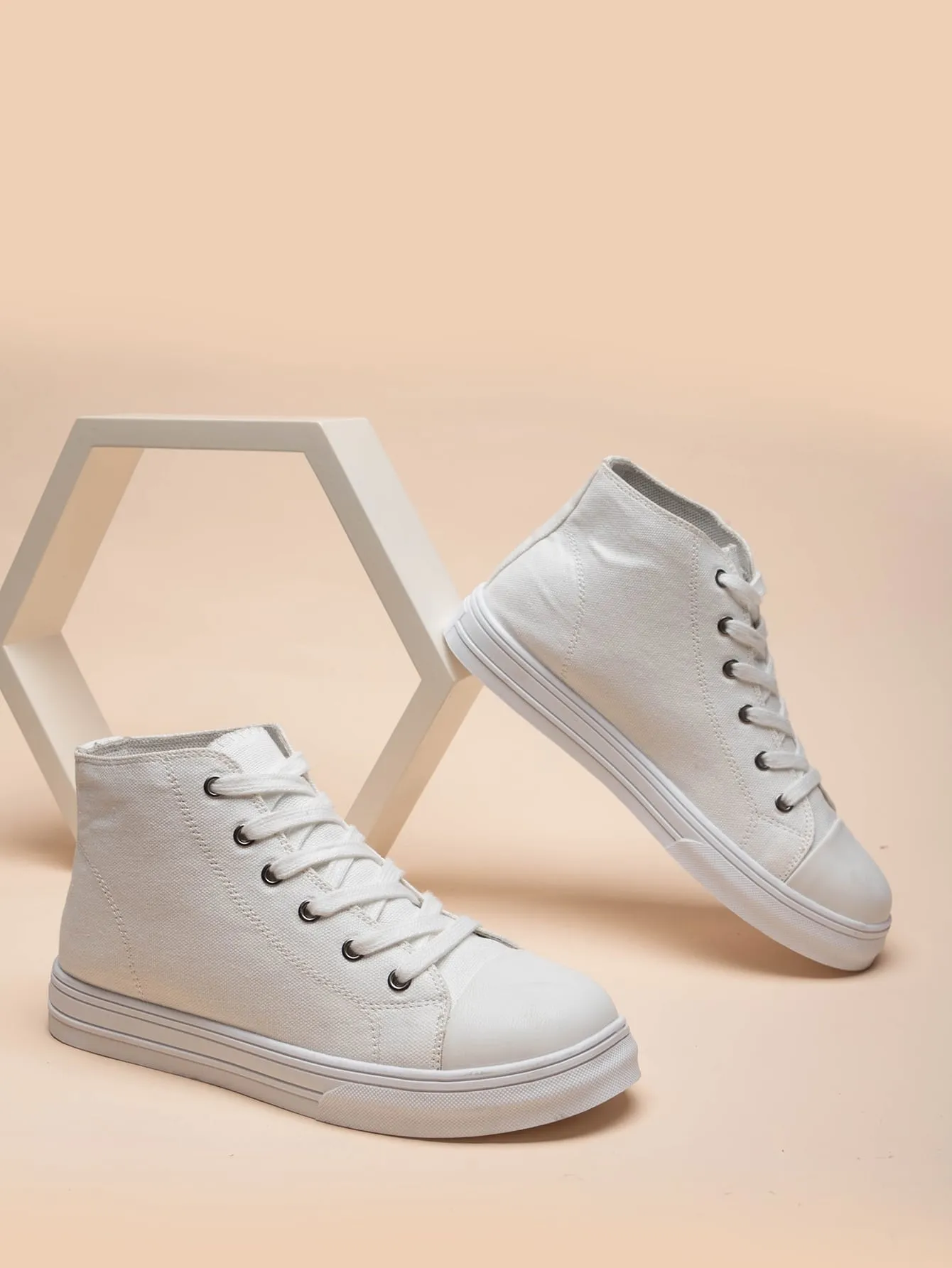 Two Tone Lace-up Front High Top Skate Shoes