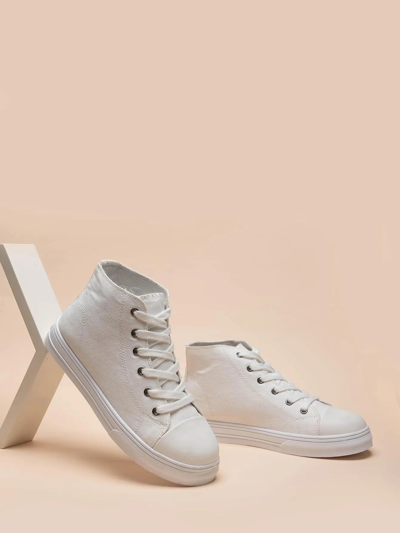 Two Tone Lace-up Front High Top Skate Shoes