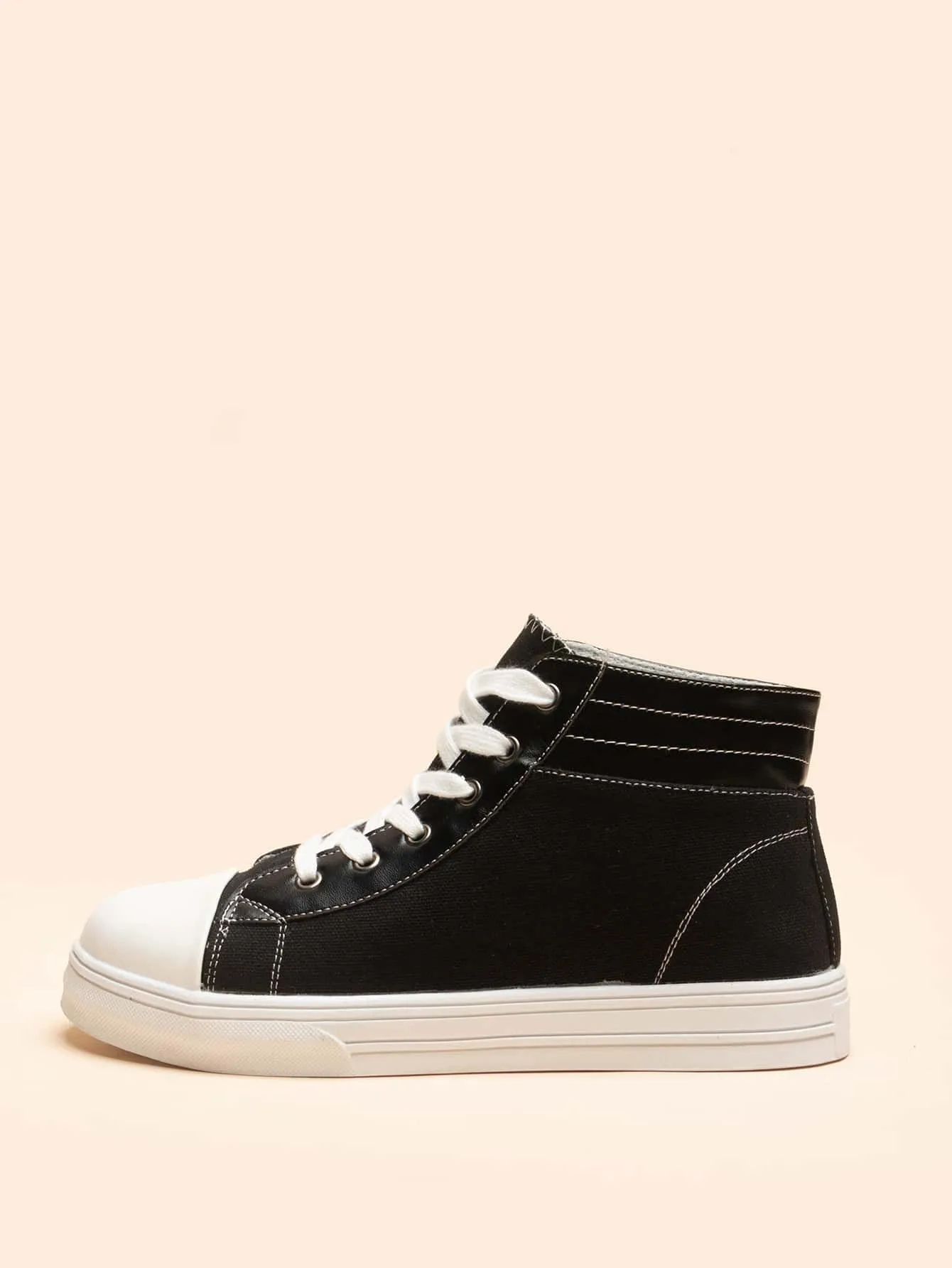 Two Tone Lace-up Front High Top Skate Shoes