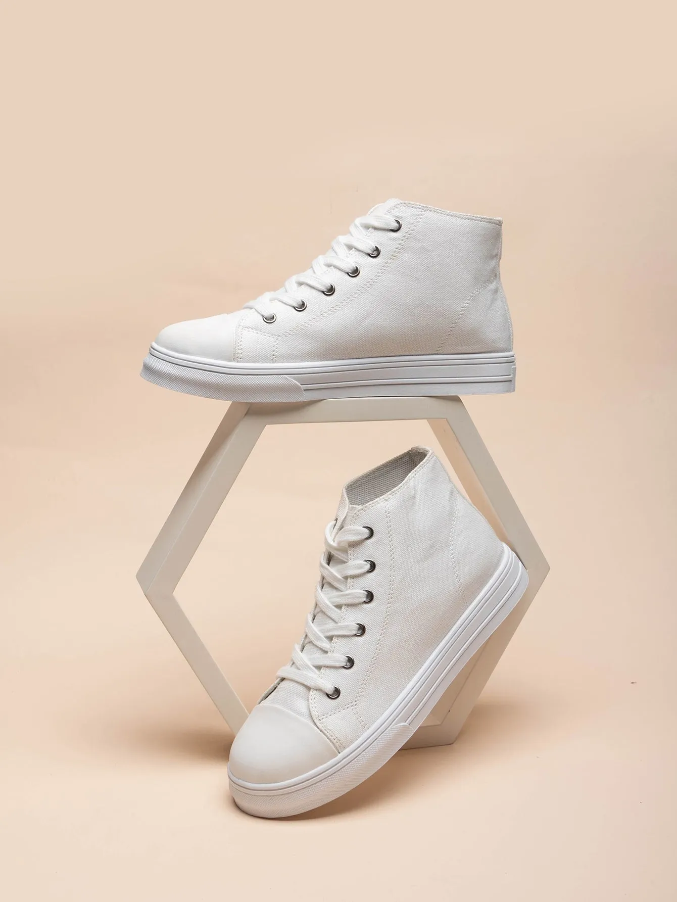 Two Tone Lace-up Front High Top Skate Shoes