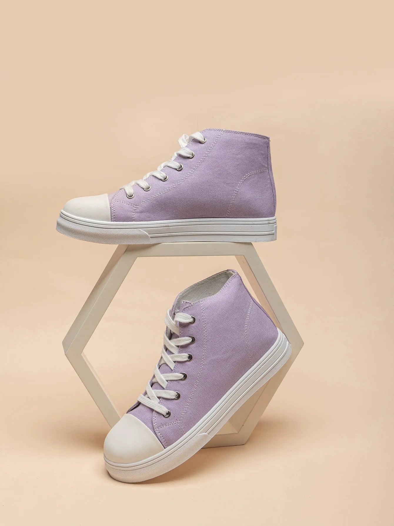 Two Tone Lace-up Front High Top Skate Shoes