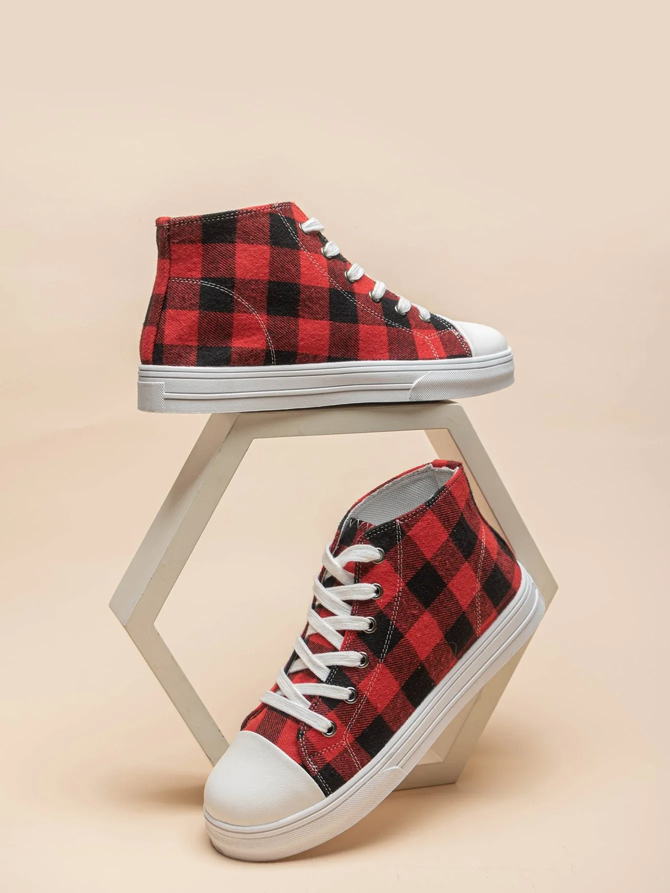 Two Tone Lace-up Front High Top Skate Shoes