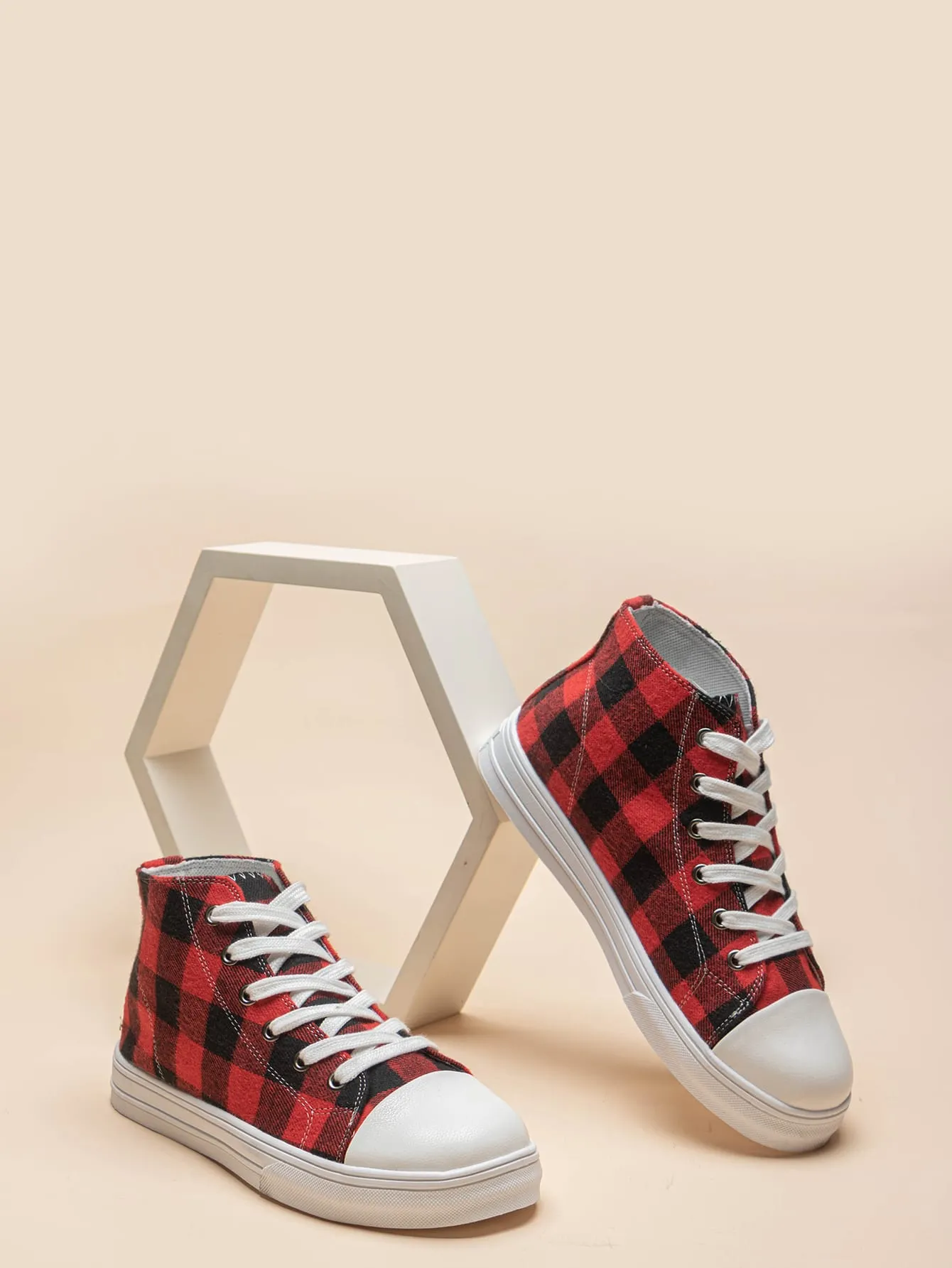 Two Tone Lace-up Front High Top Skate Shoes