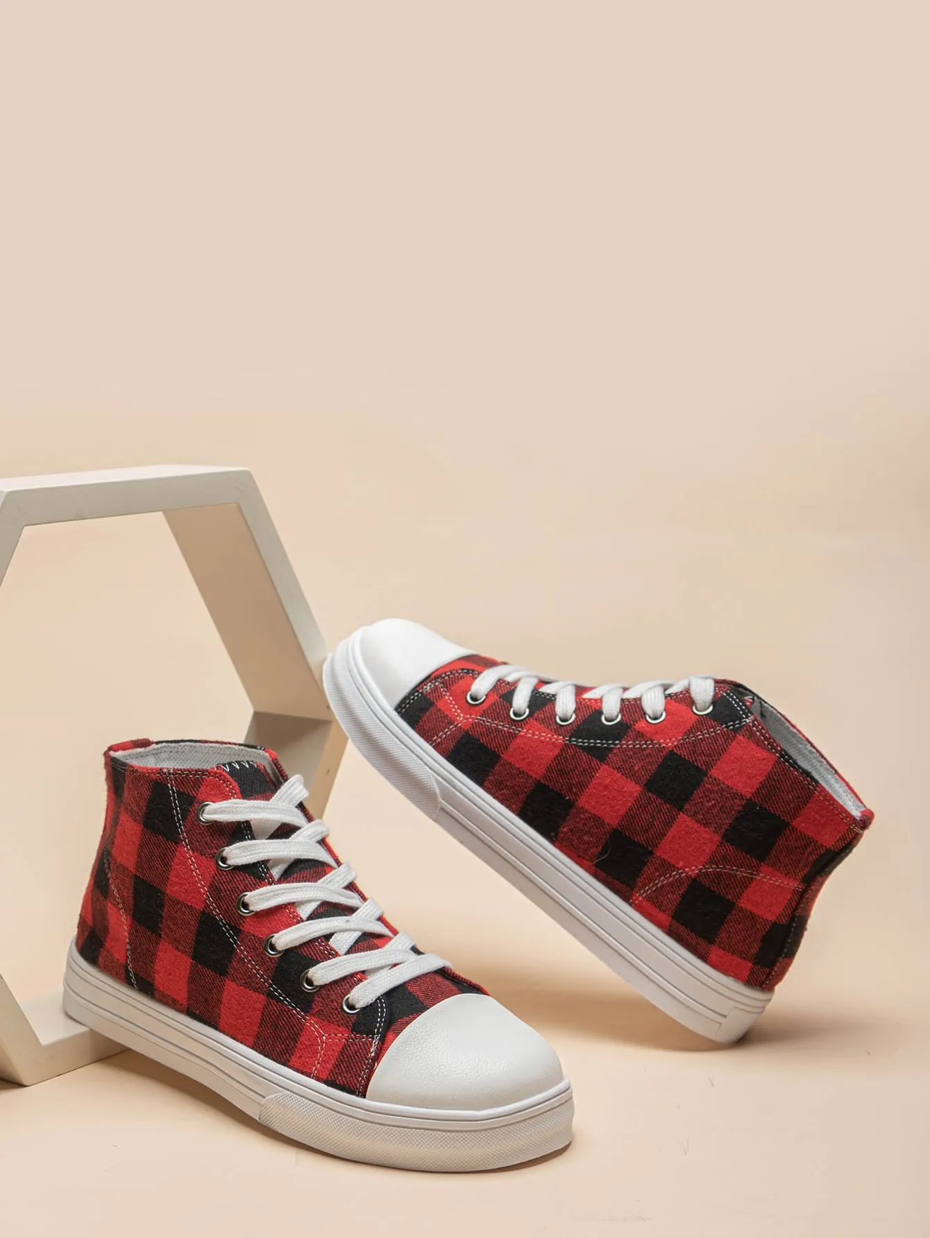 Two Tone Lace-up Front High Top Skate Shoes