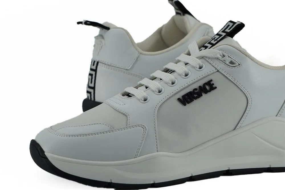 Versace White Calf Leather Sneakers