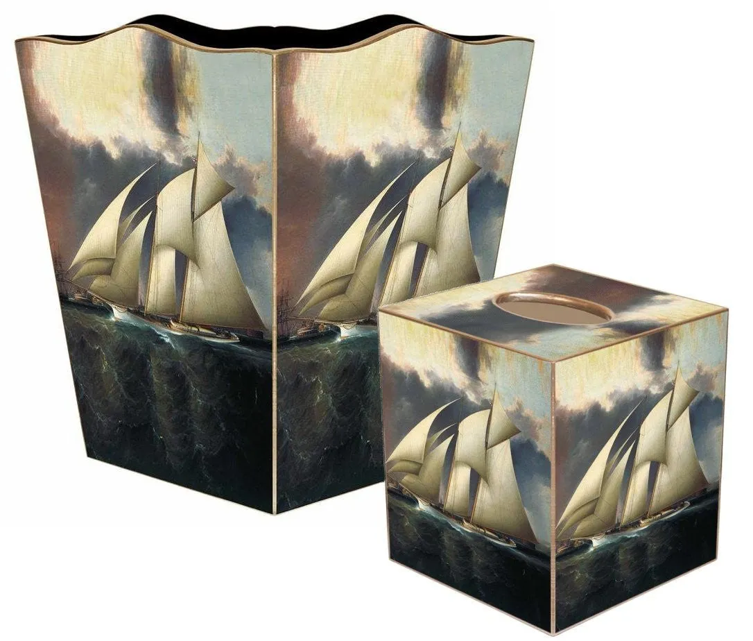 Vintage Schooner Decoupage Bath Set