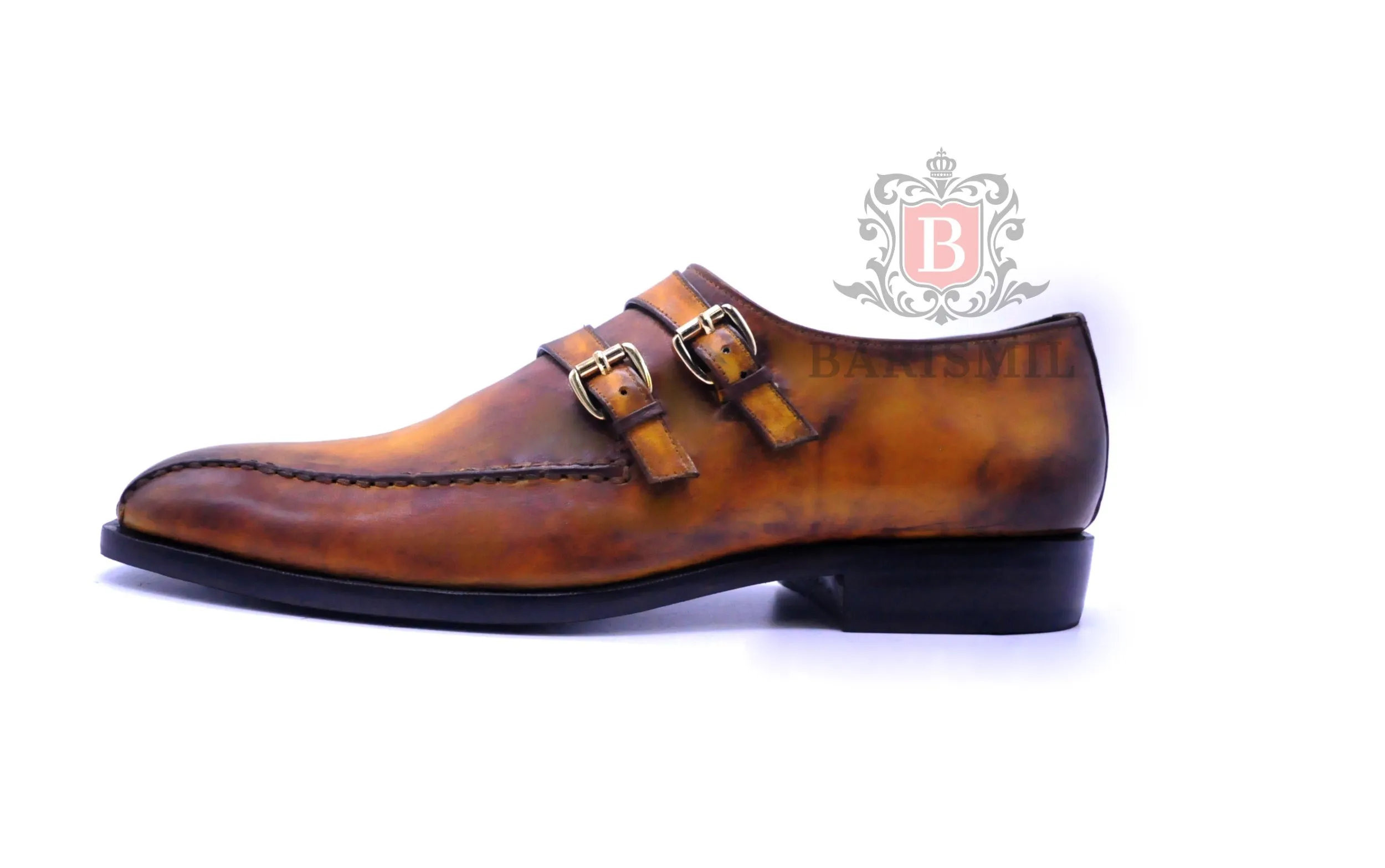 Walter II - Cognac Double Strap Monk Shoes