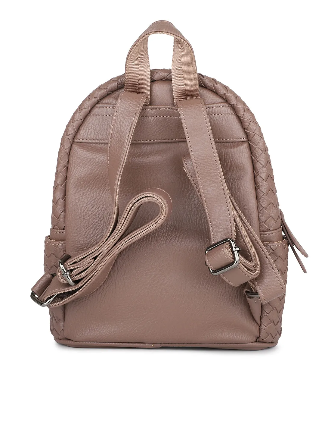 Women Brown Textured Mini Backpack