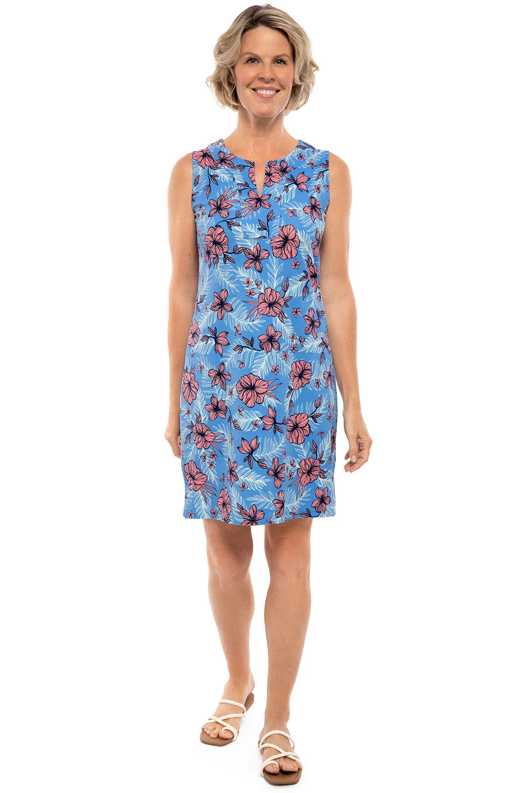 Women's Oceanside Tank Dress  |  Clear Sky Blue TROPICAL DAZE