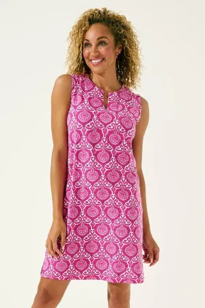 Women's Oceanside Tank Dress  |  Magnolia Pink Moroccan Mosaic