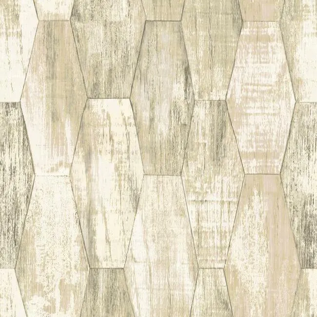 Wood Hexagon Tile Peel & Stick Wallpaper