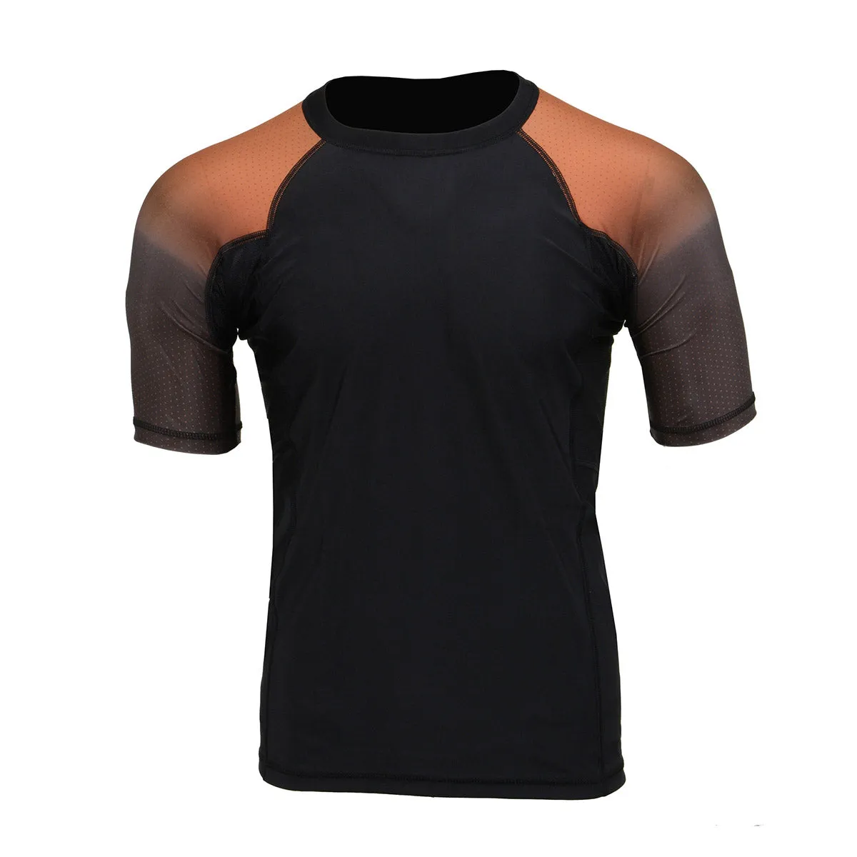 X-Fitness XFM7001 Men's Black and Brown Short Sleeve Compression Rash